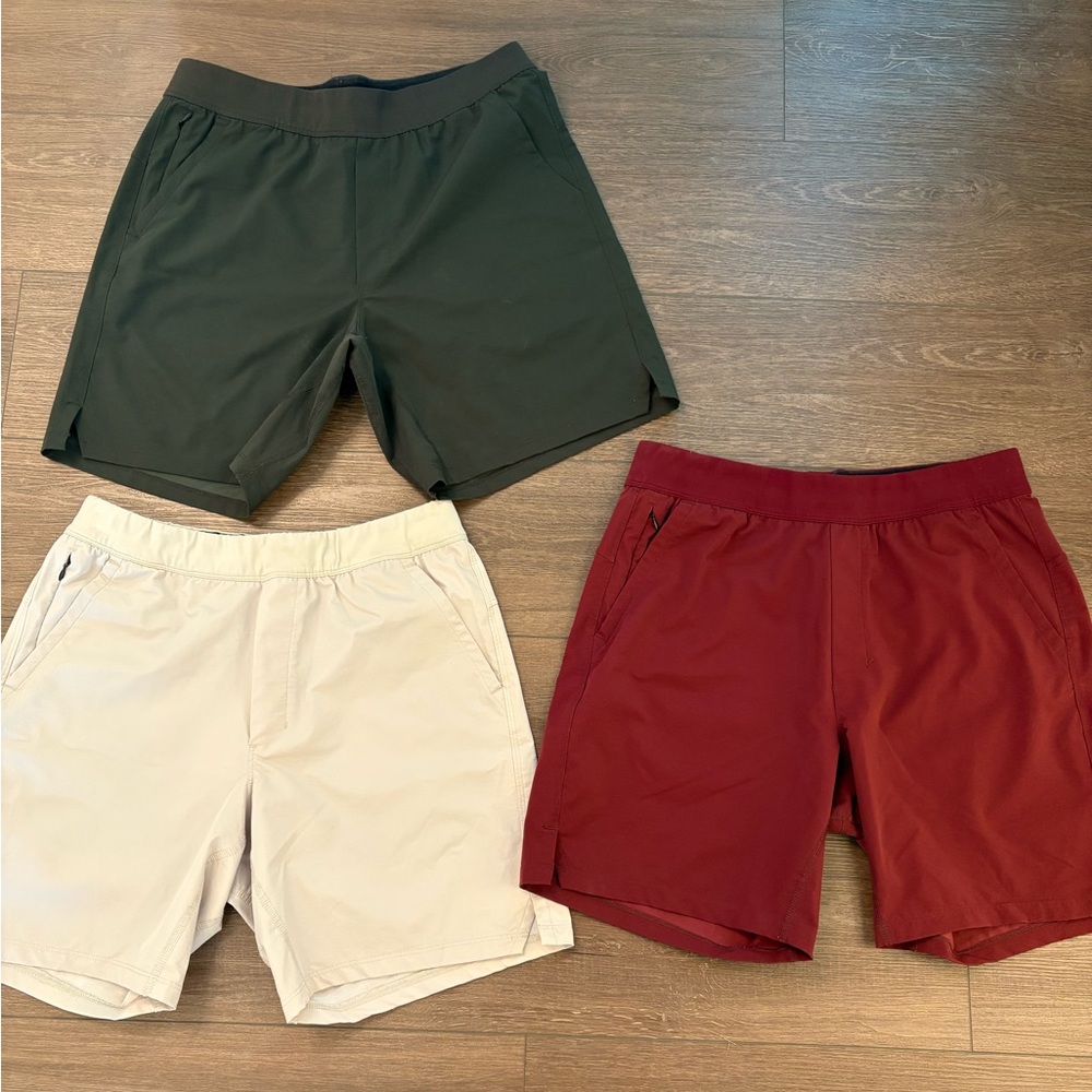 Men's Athletic Shorts - Olive Green, White, Burgundy
